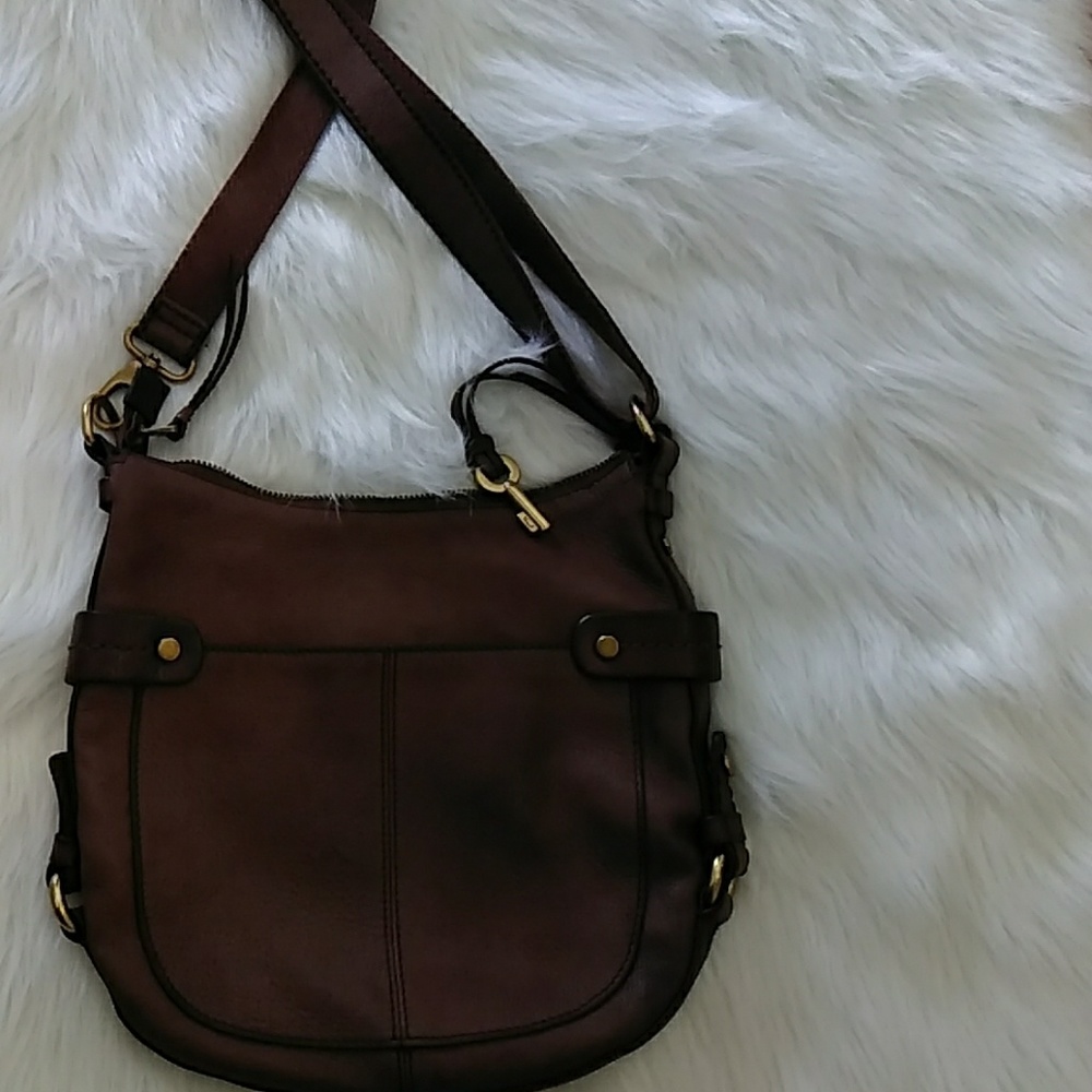 100% genuine brown leather fossil bag